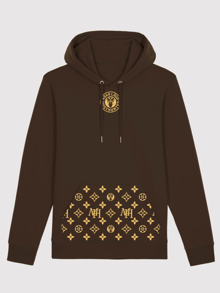 Unisex MH Dessin Hoodie  Dark Brown Gold MOST HUNTED