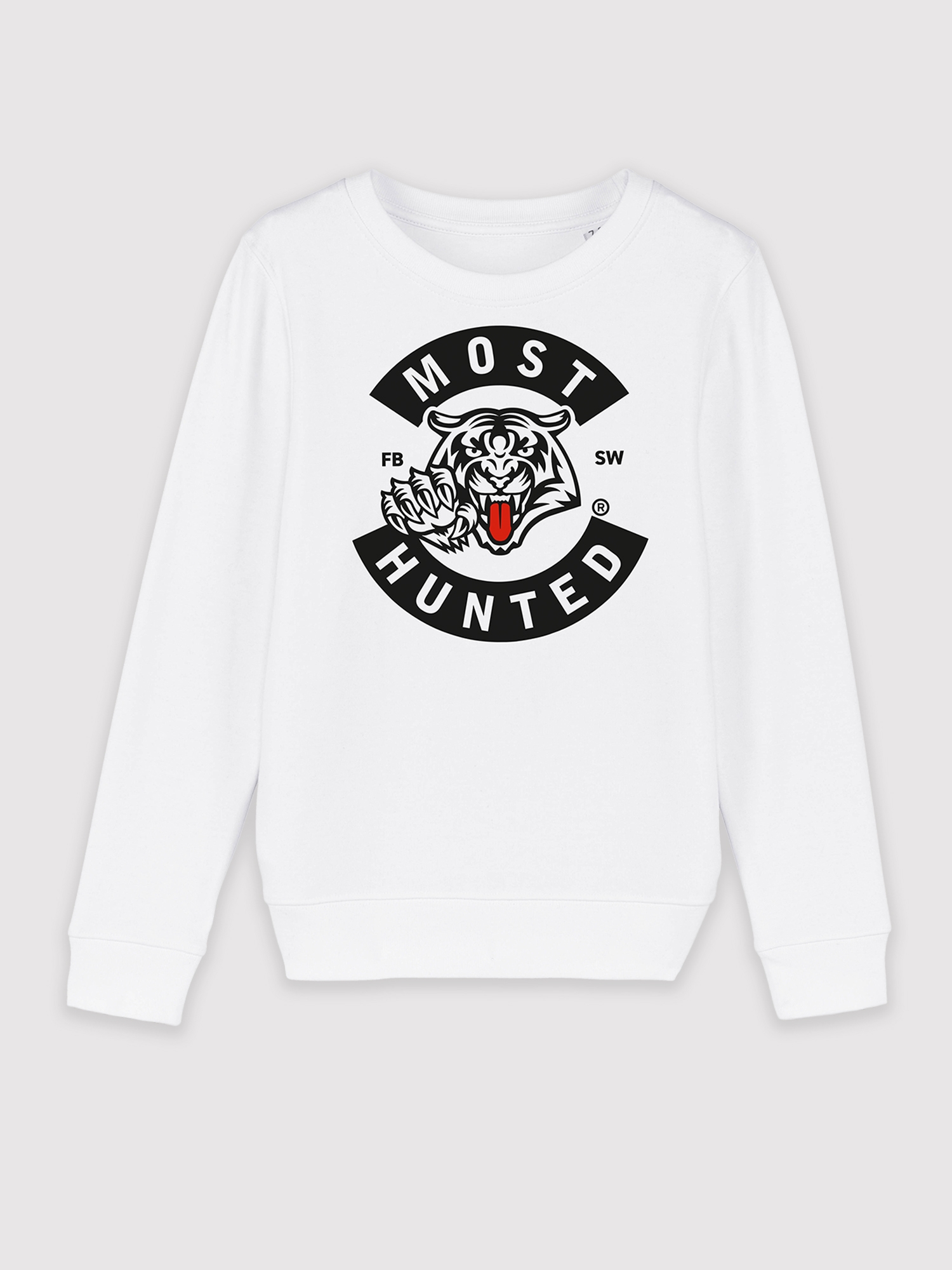 Kids Tiger Tongue Sweater White-Black – MOST HUNTED | Rundhalsshirts