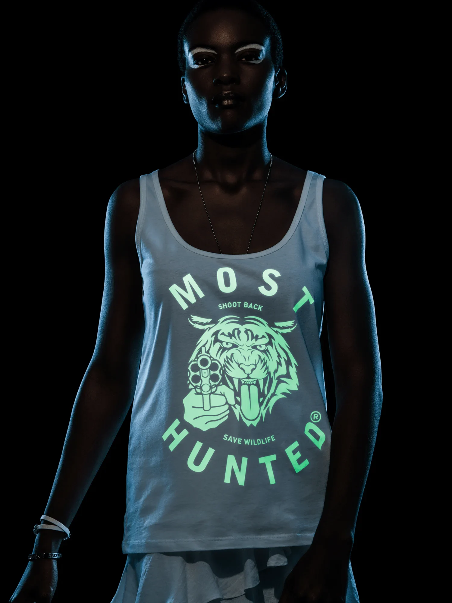 dames tijger glow tank top
