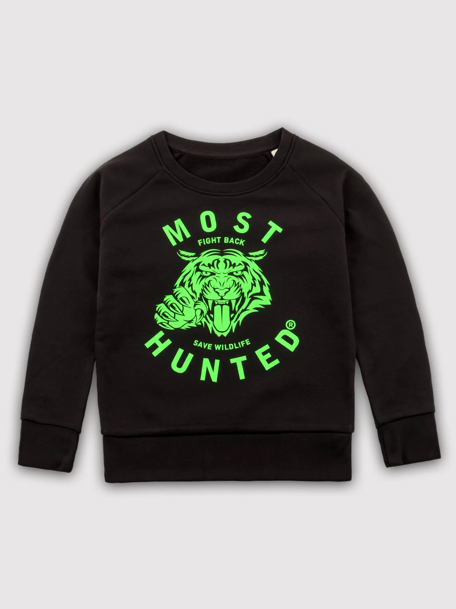 Kids Tiger Claw Sweater Black-Neon Green