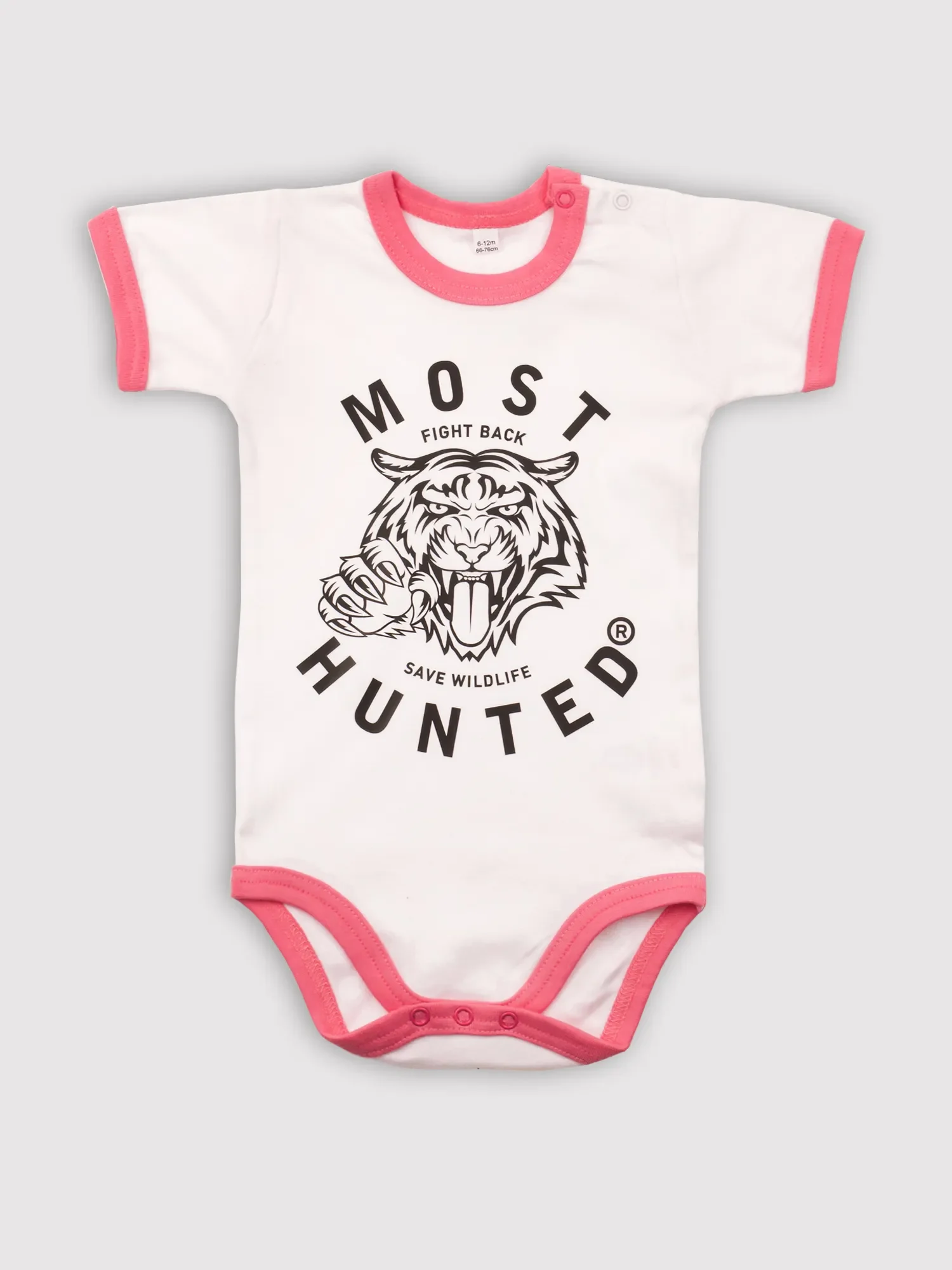 baby romper wit roze zwart