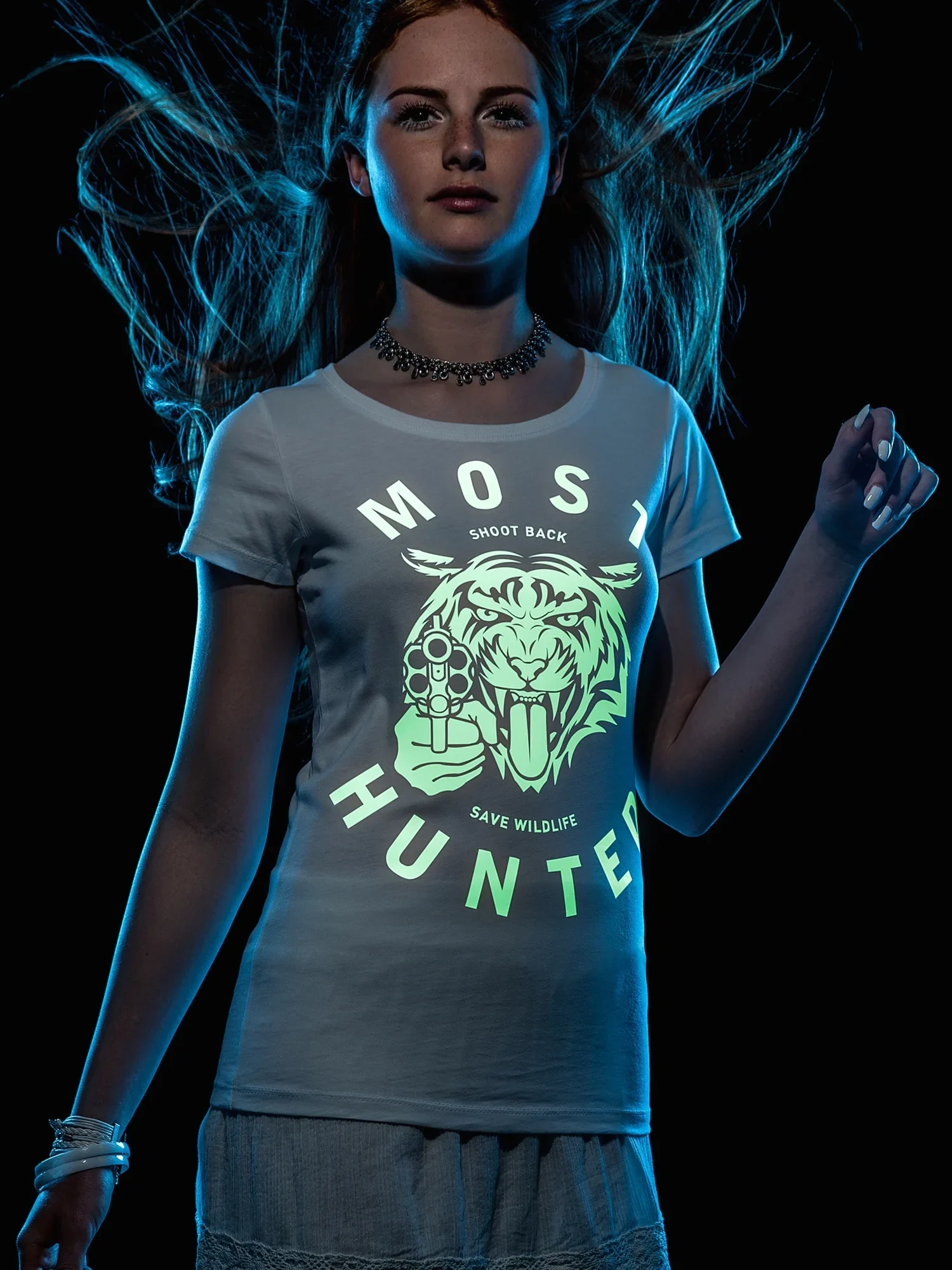 dames glow tijger t-shirt wit