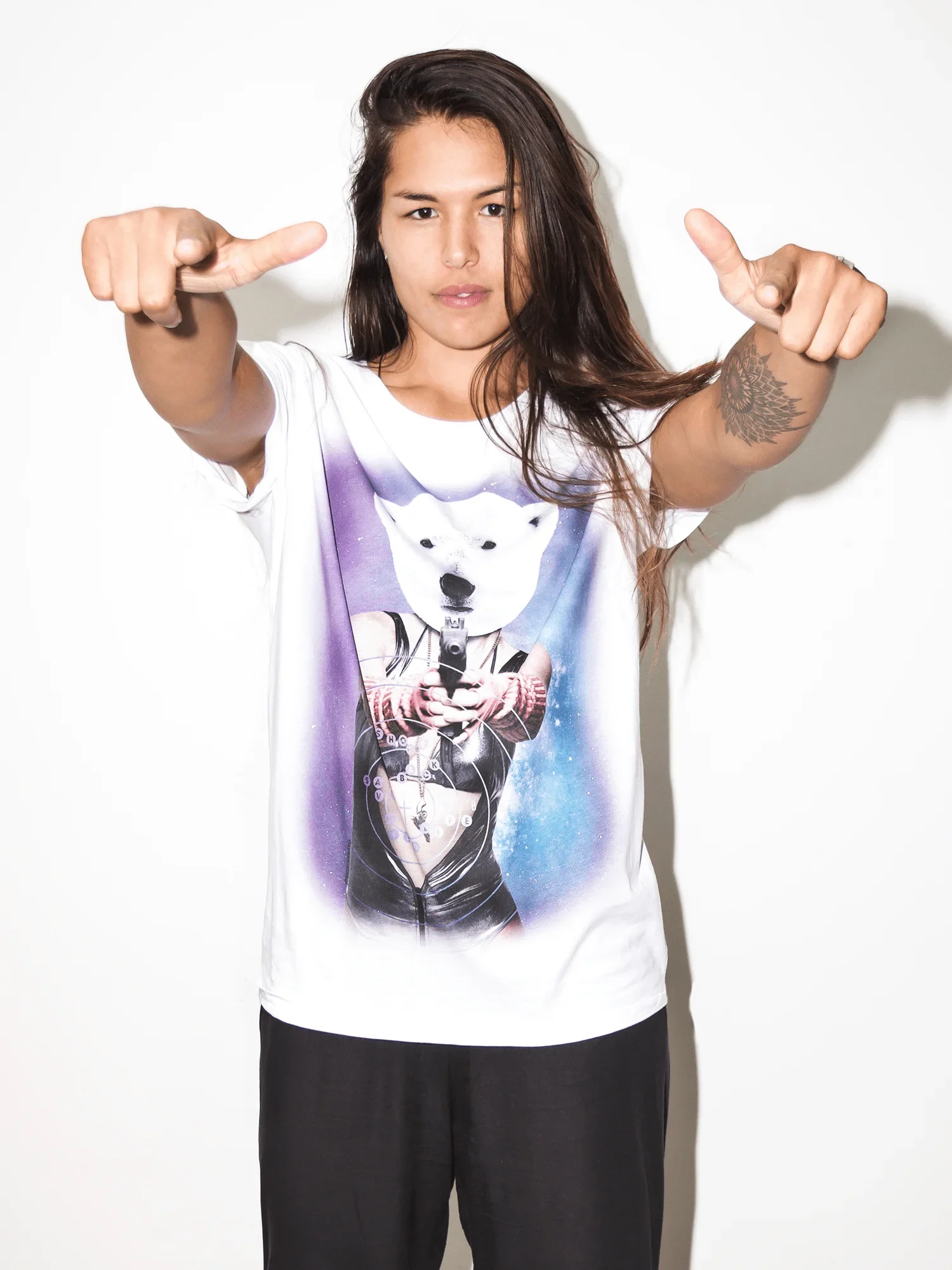 dames t-shirt target ijsbeer wit