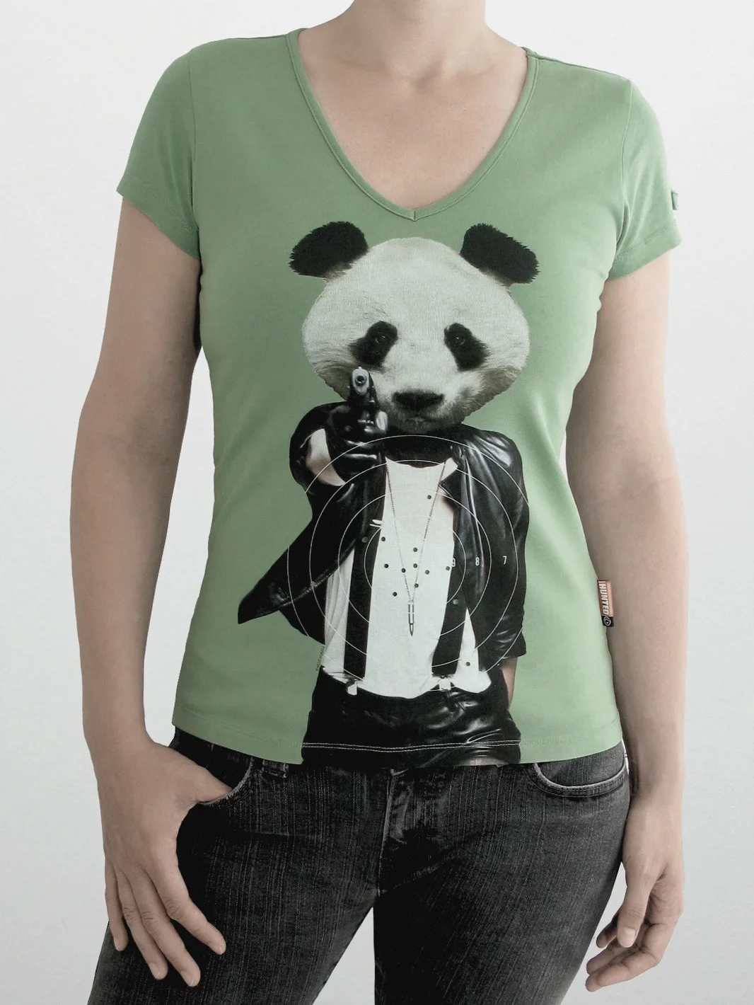 dames t-shirt panda groen