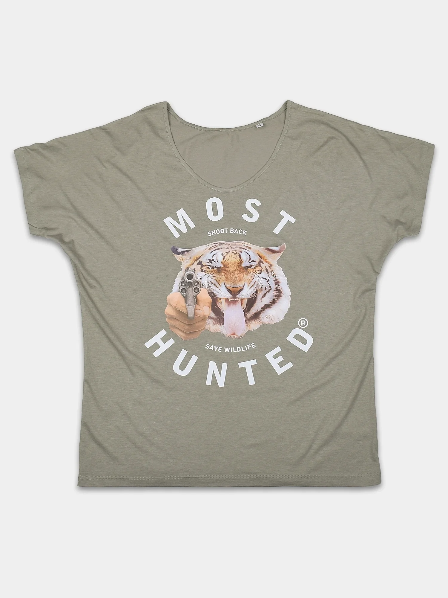 dames t-shirt real tiger legergroen