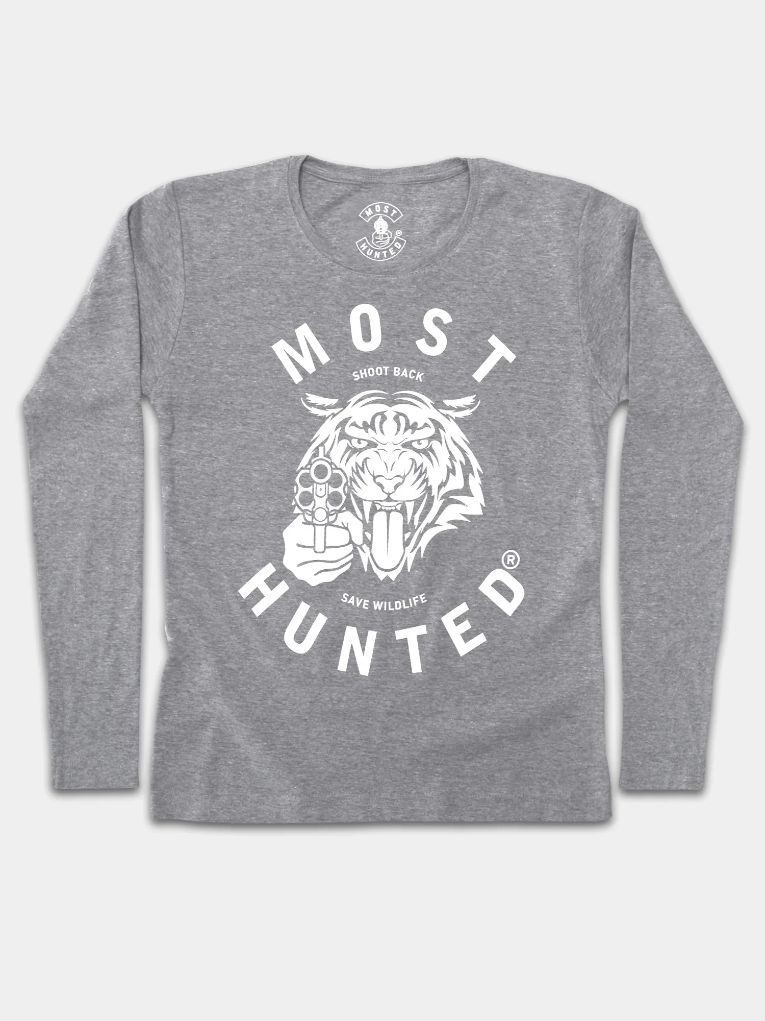 dames tijger longsleeve t-shirt grijs