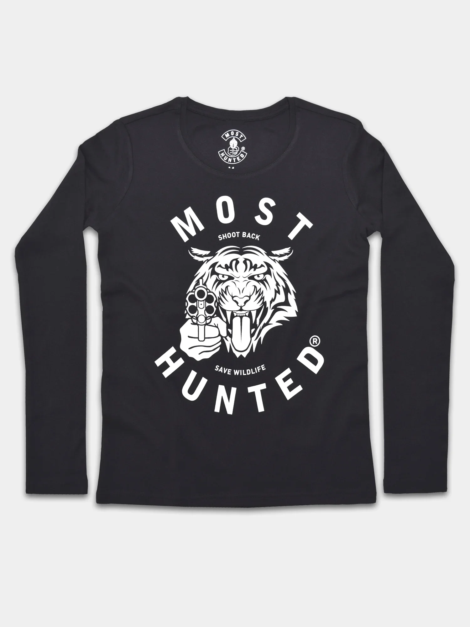 dames tijger longsleeve t-shirt zwart