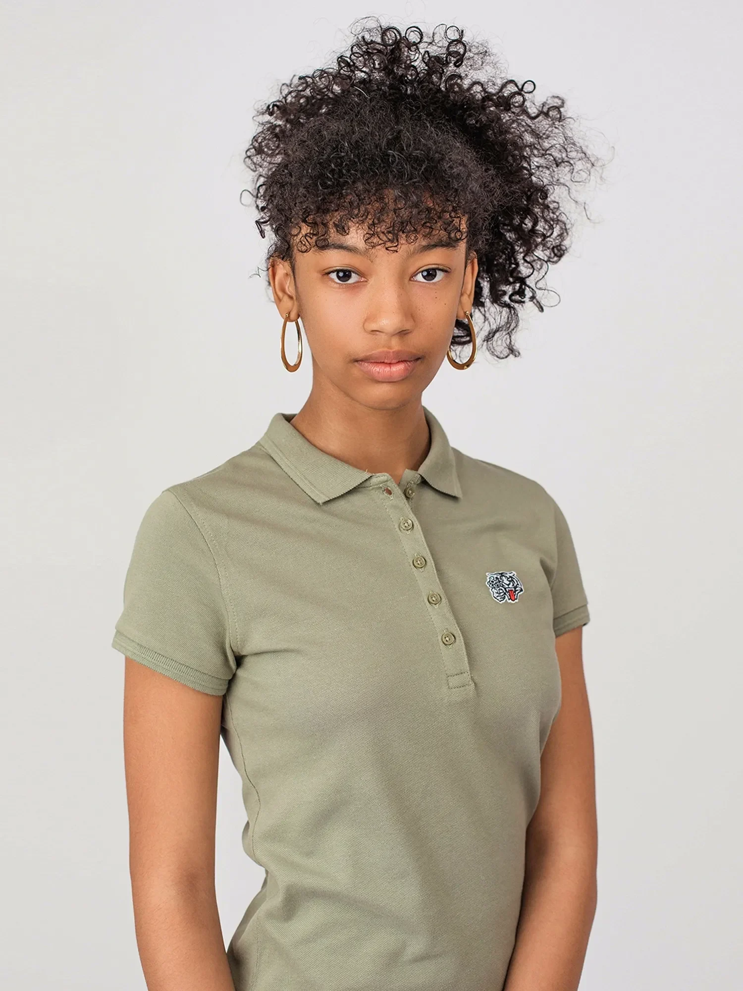 dames polo olijf groen