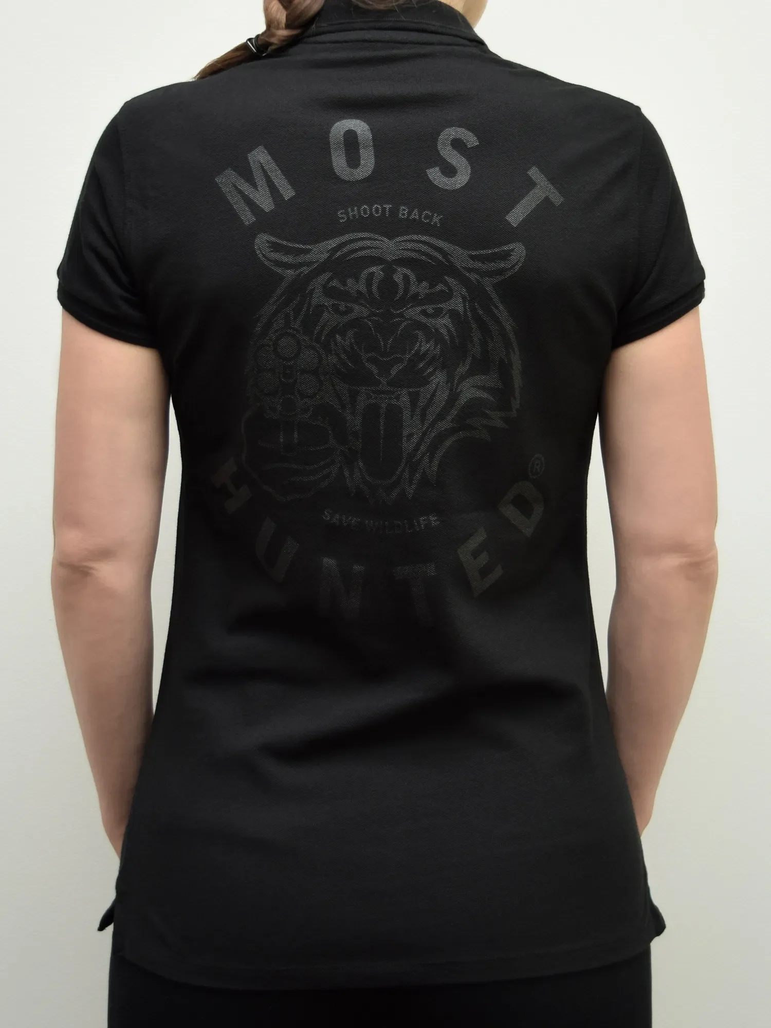 dames tijger polo zwart