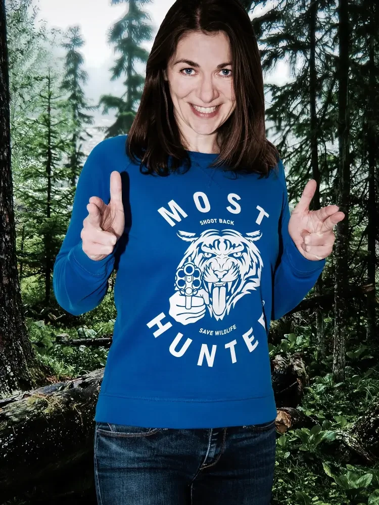 dames raglan sweater blauw wit