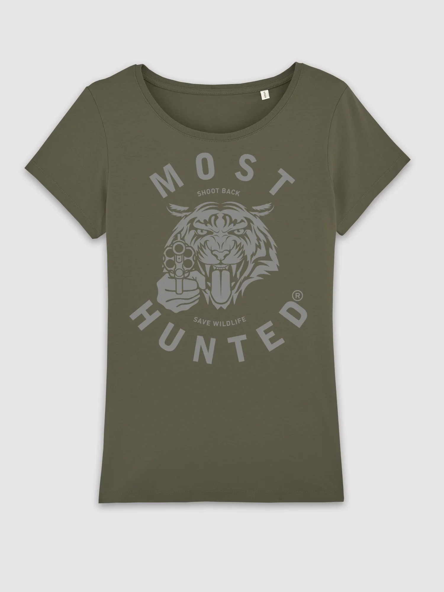 dames tijger t-shirt legergroen