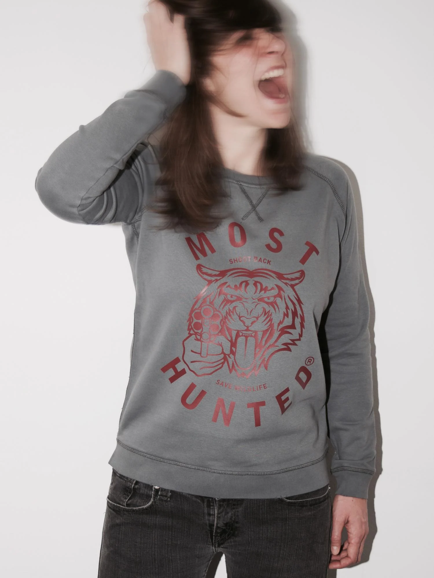 vintage dames sweater grijs bordeaux