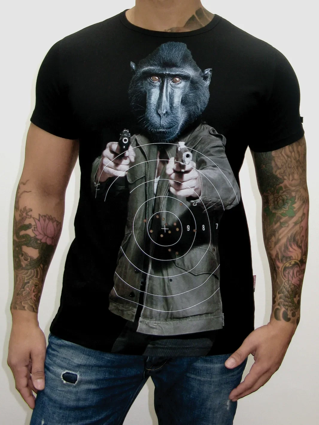 heren t-shirt macaque zwart