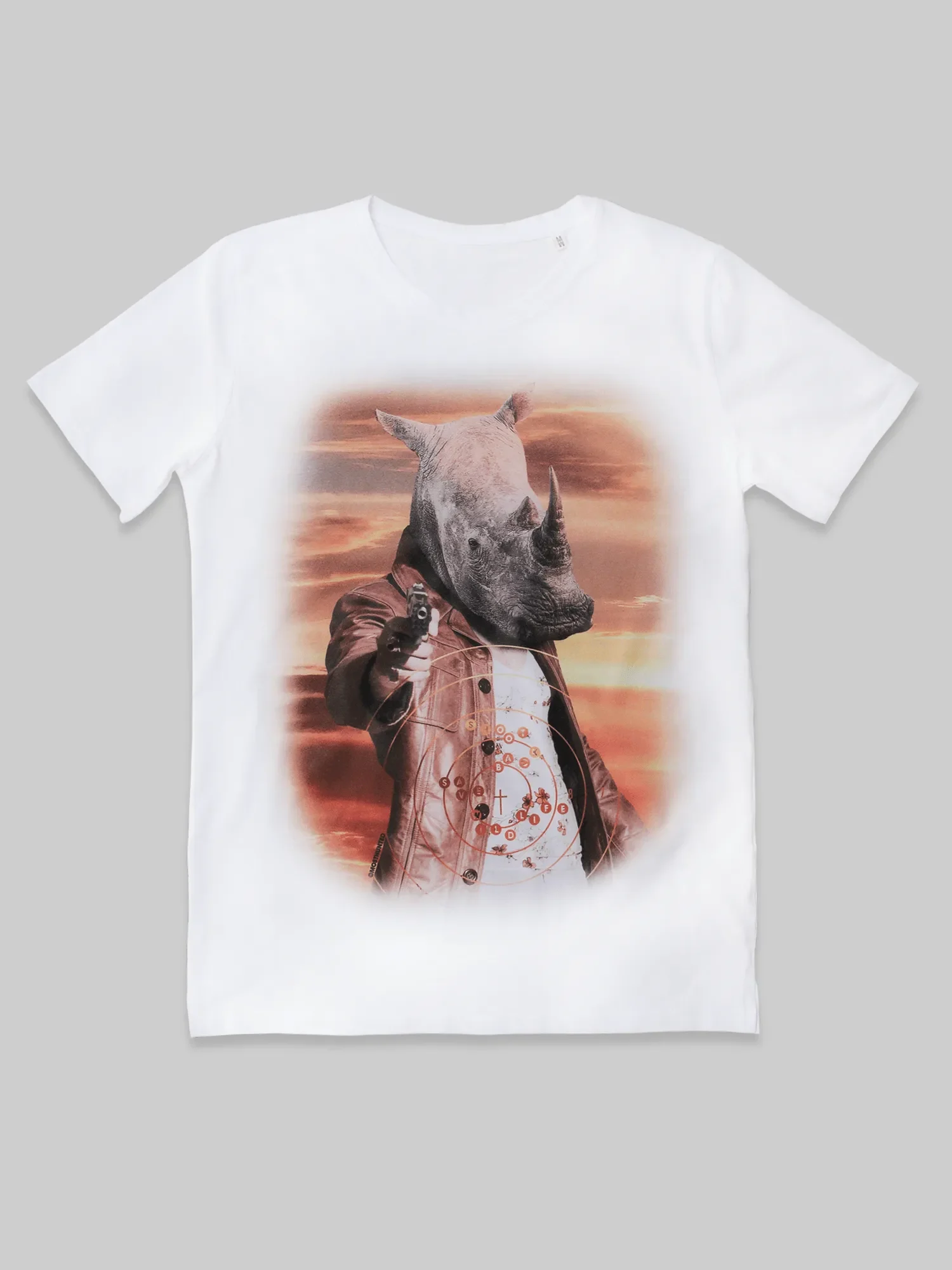 heren t-shirt neushoorn wit