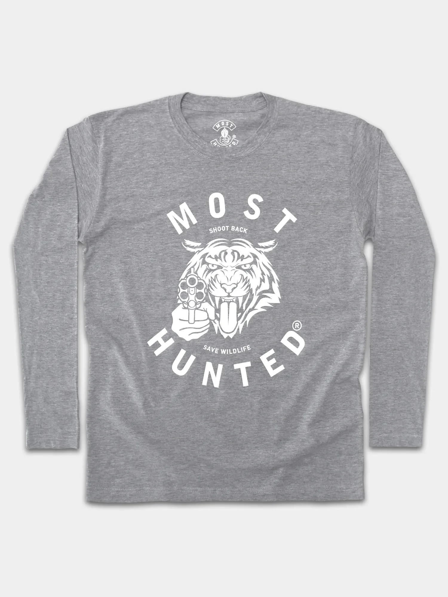 heren tijger longsleeve t-shirt grijs