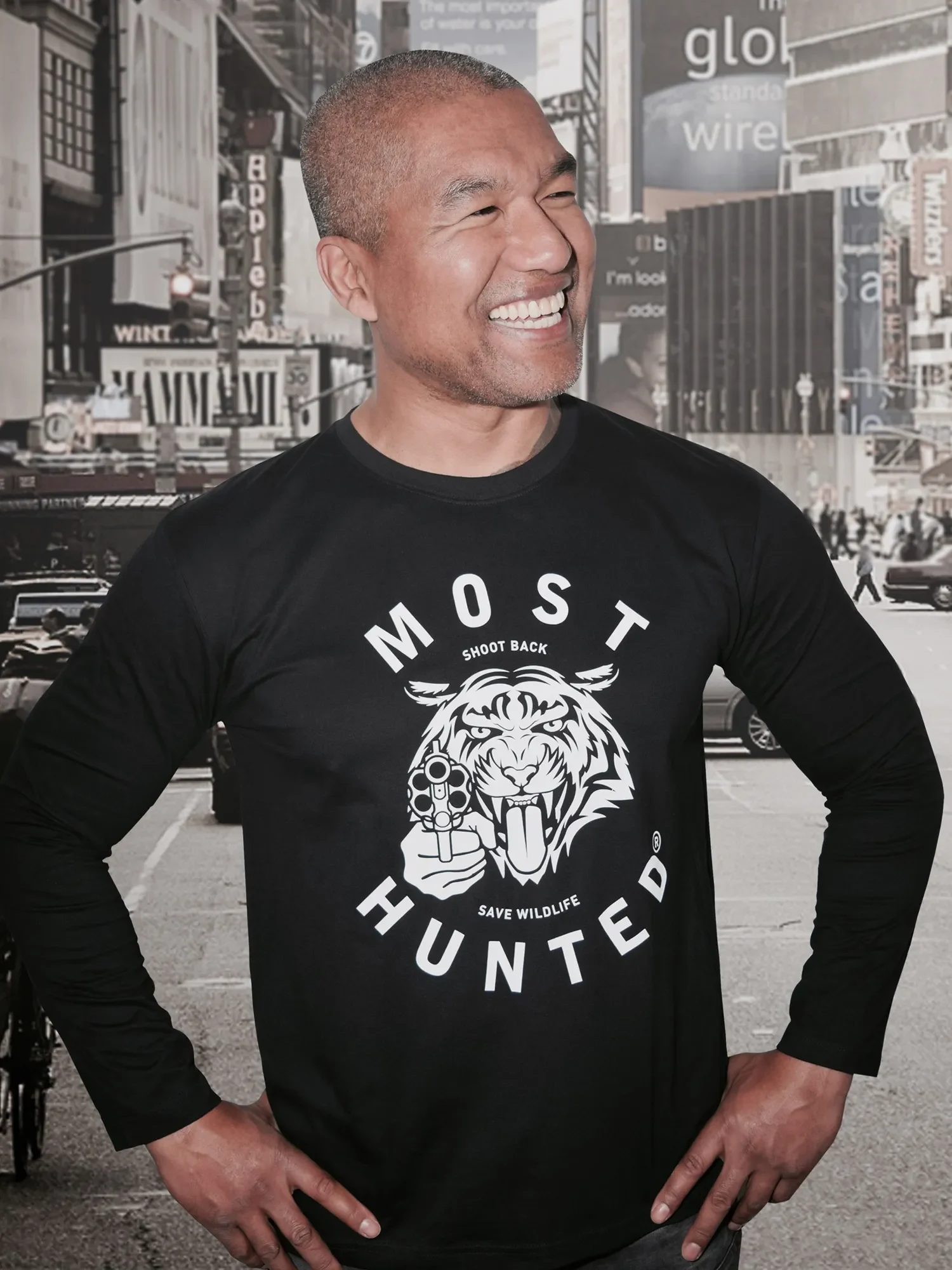 heren tijger longsleeve t-shirt zwart