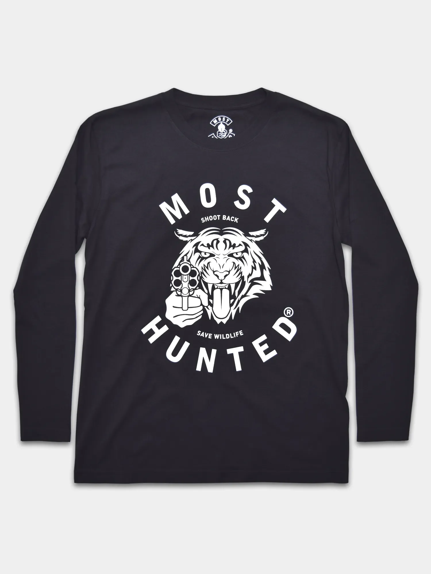 heren tijger longsleeve t-shirt zwart