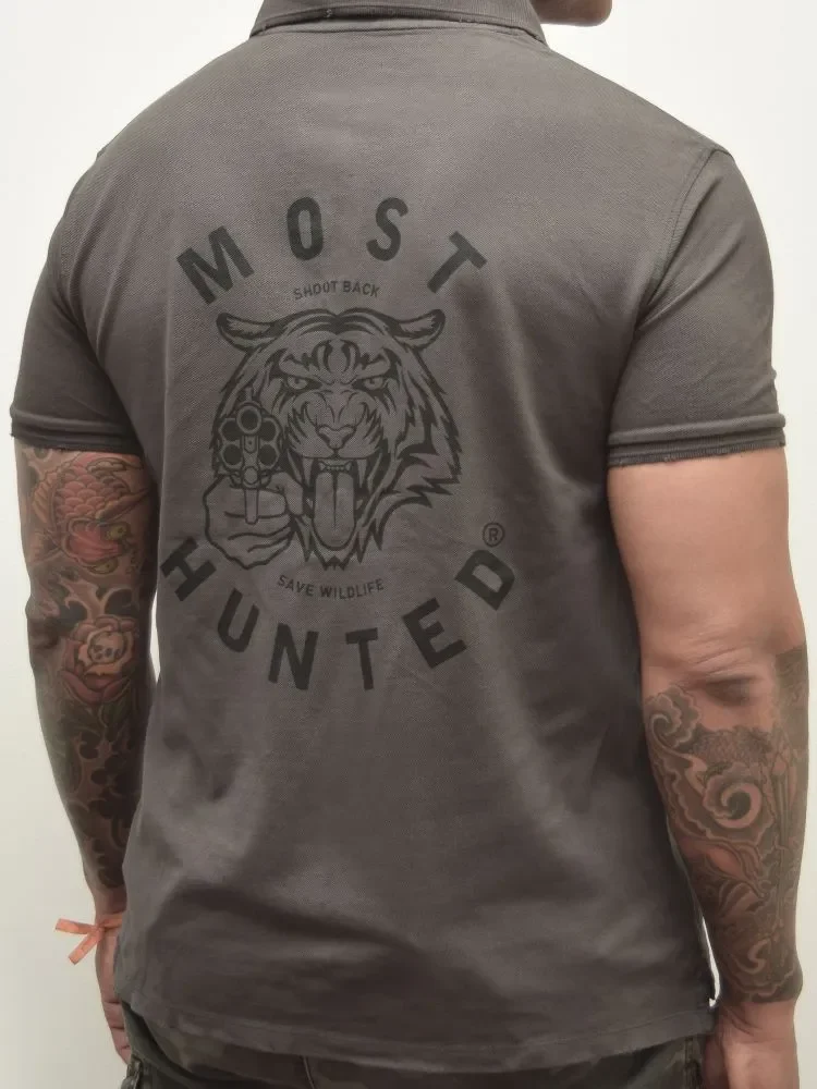 heren tijger vintage polo antraciet