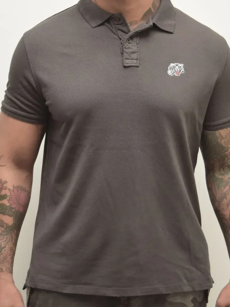 heren tijger vintage polo antraciet