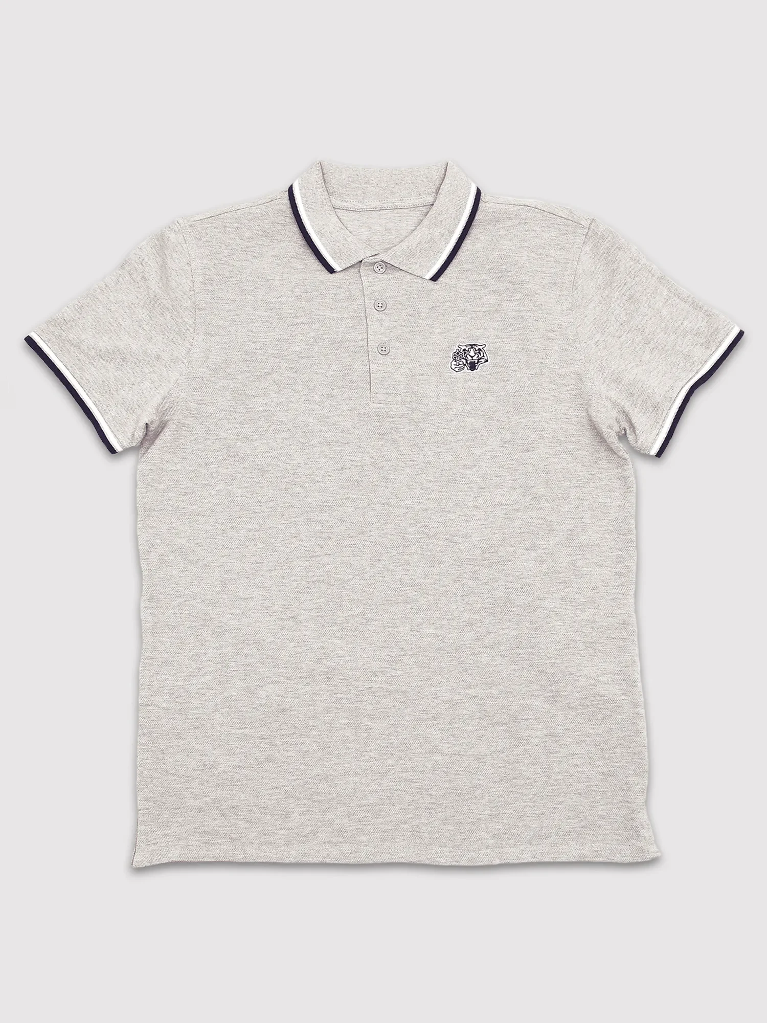 heren tijger polo grijs navy