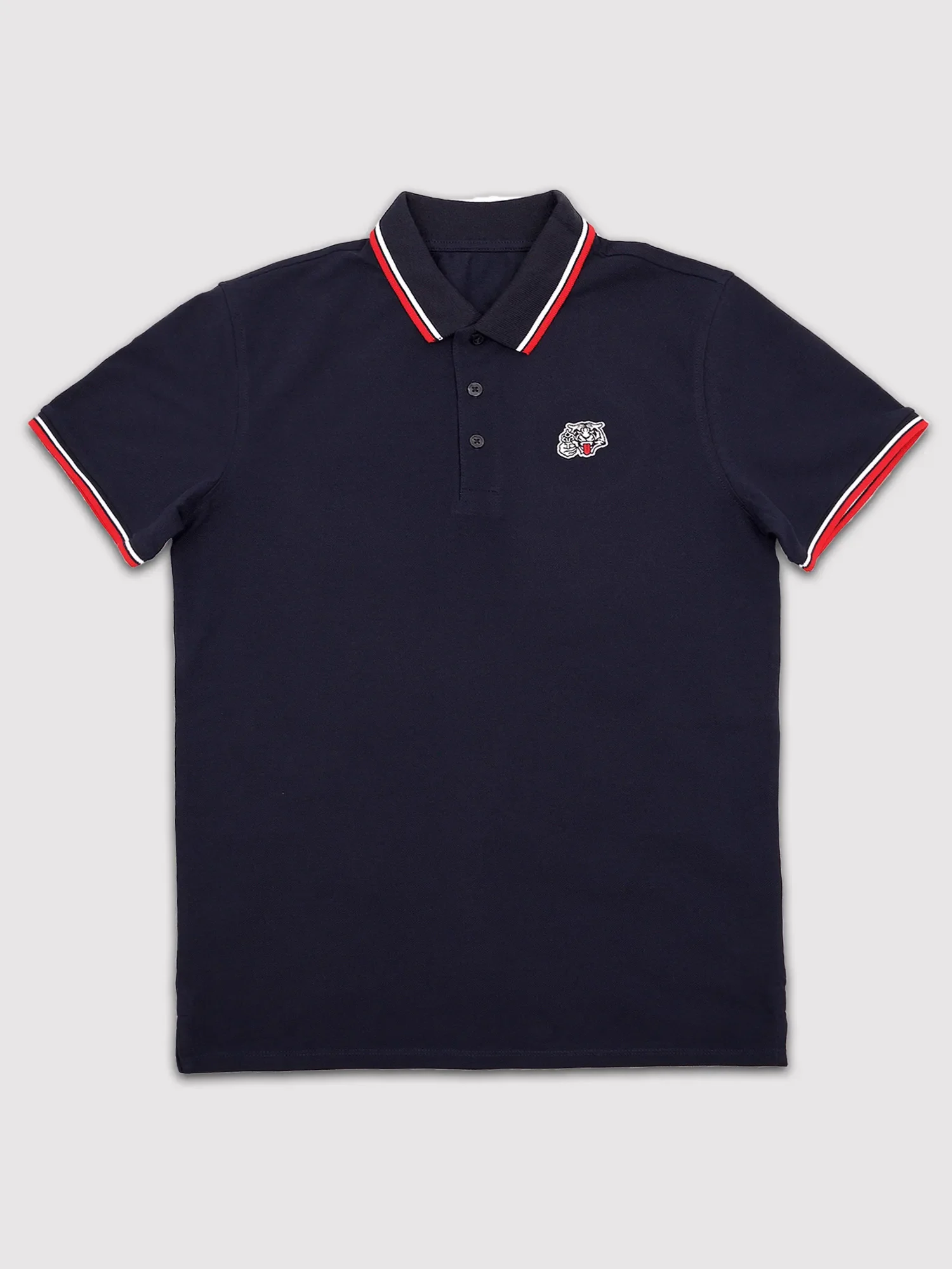 heren tijger polo navy rood