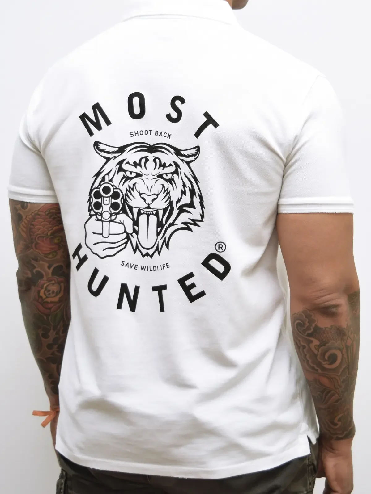 heren tijger vintage polo wit