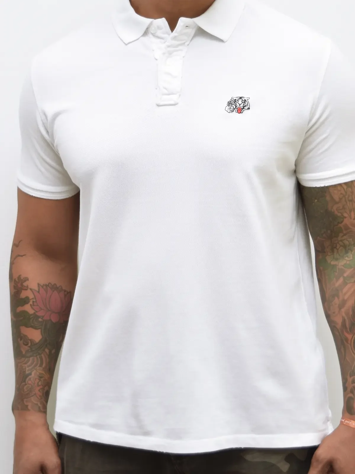 heren tijger vintage polo wit