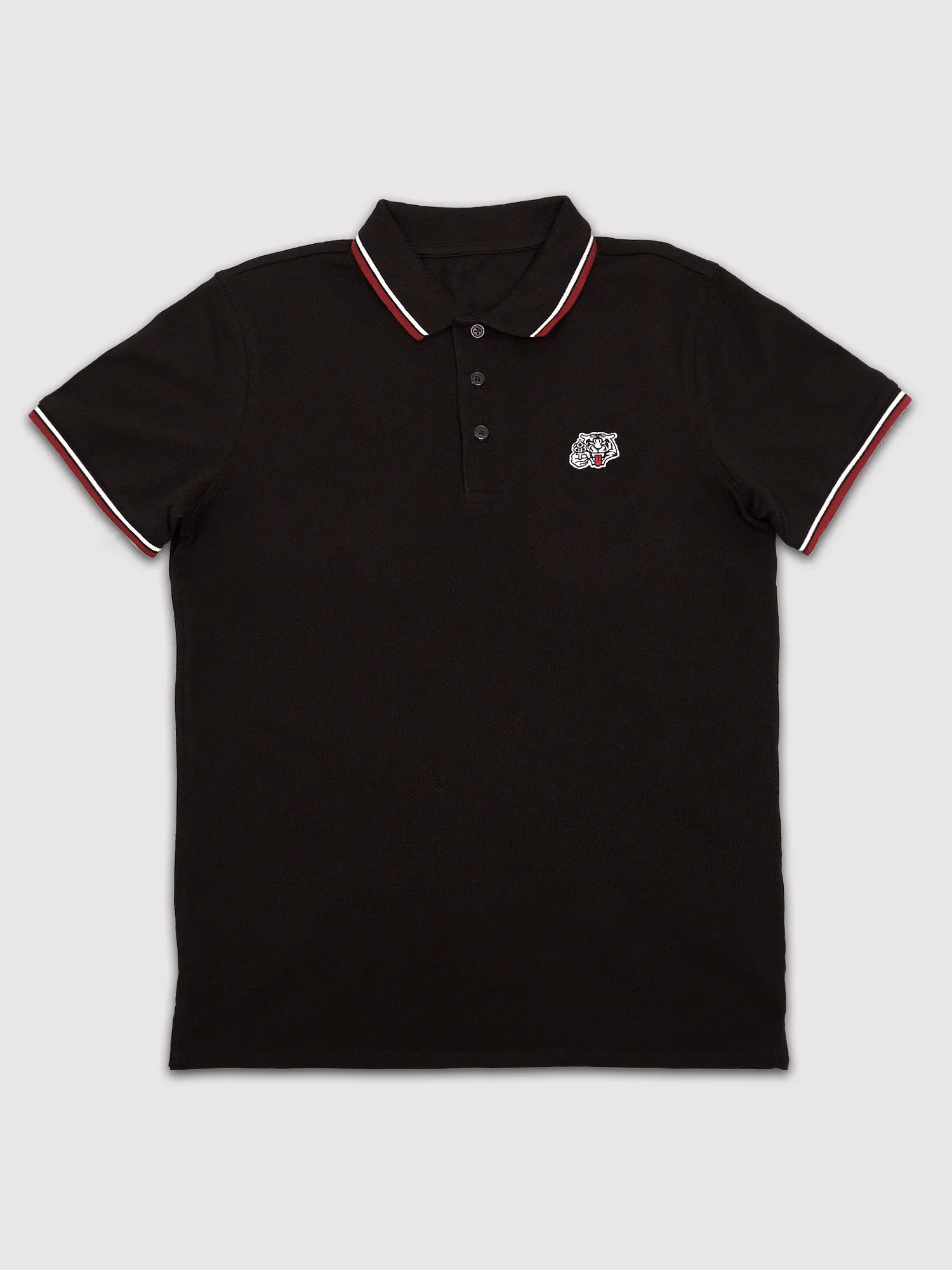heren tijger polo zwart bordeaux