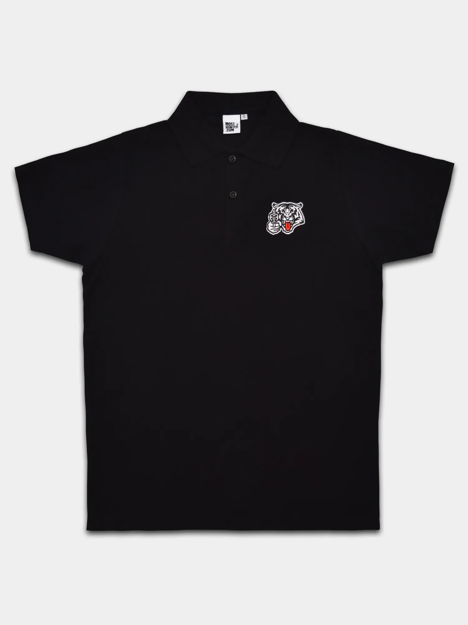 heren tijger polo zwart