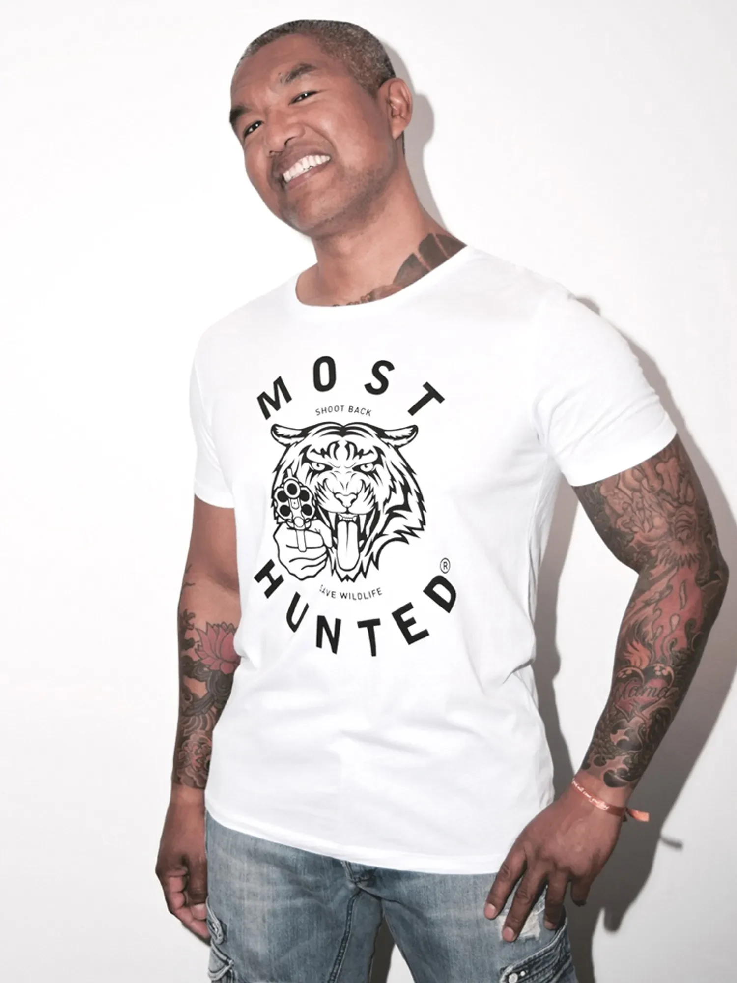 heren tijger t-shirt wit