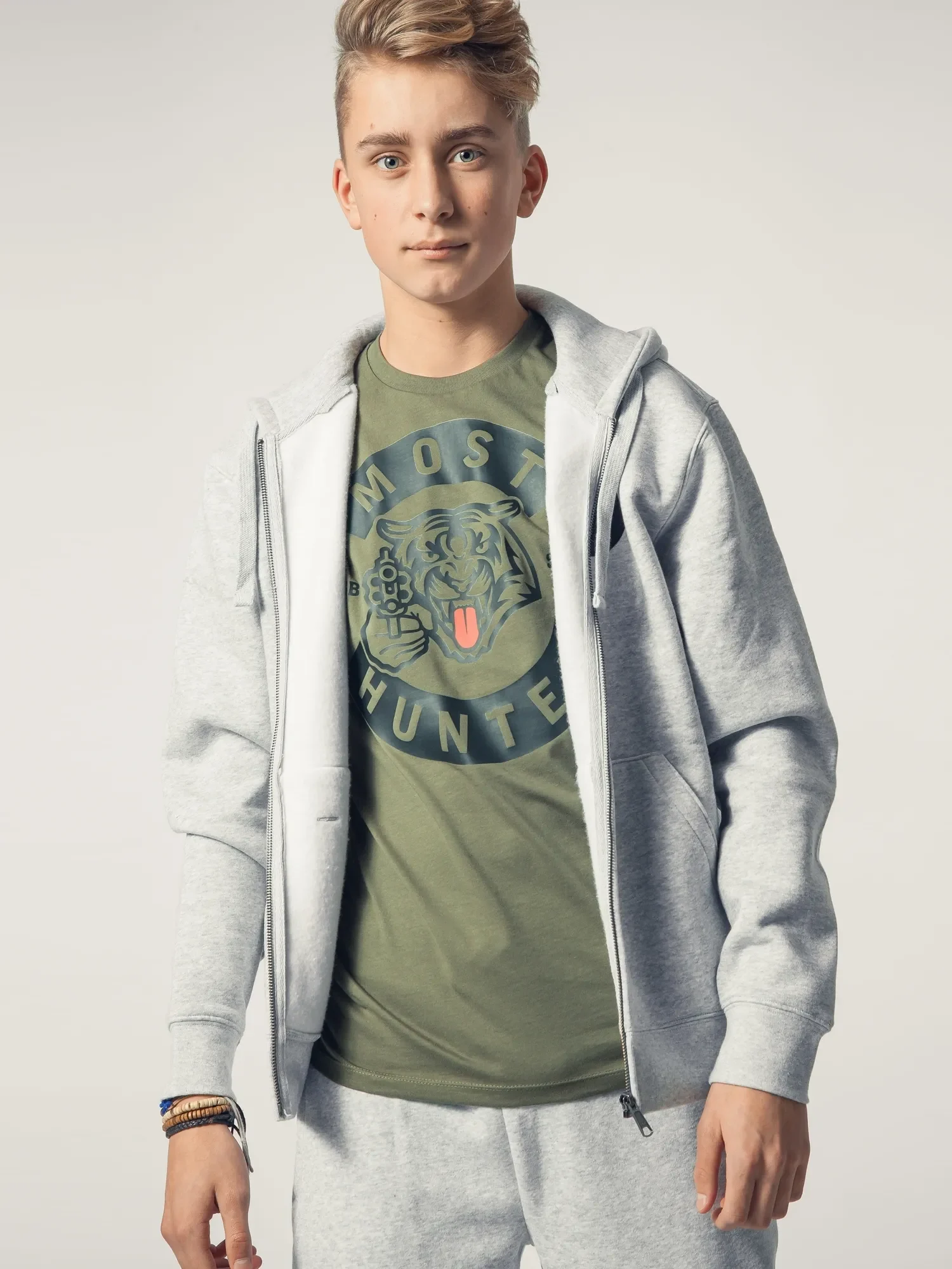 heren tijger tong t-shirt legergroen