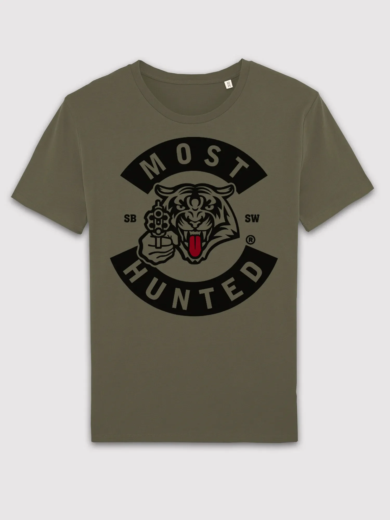 heren tijger tong t-shirt legergroen