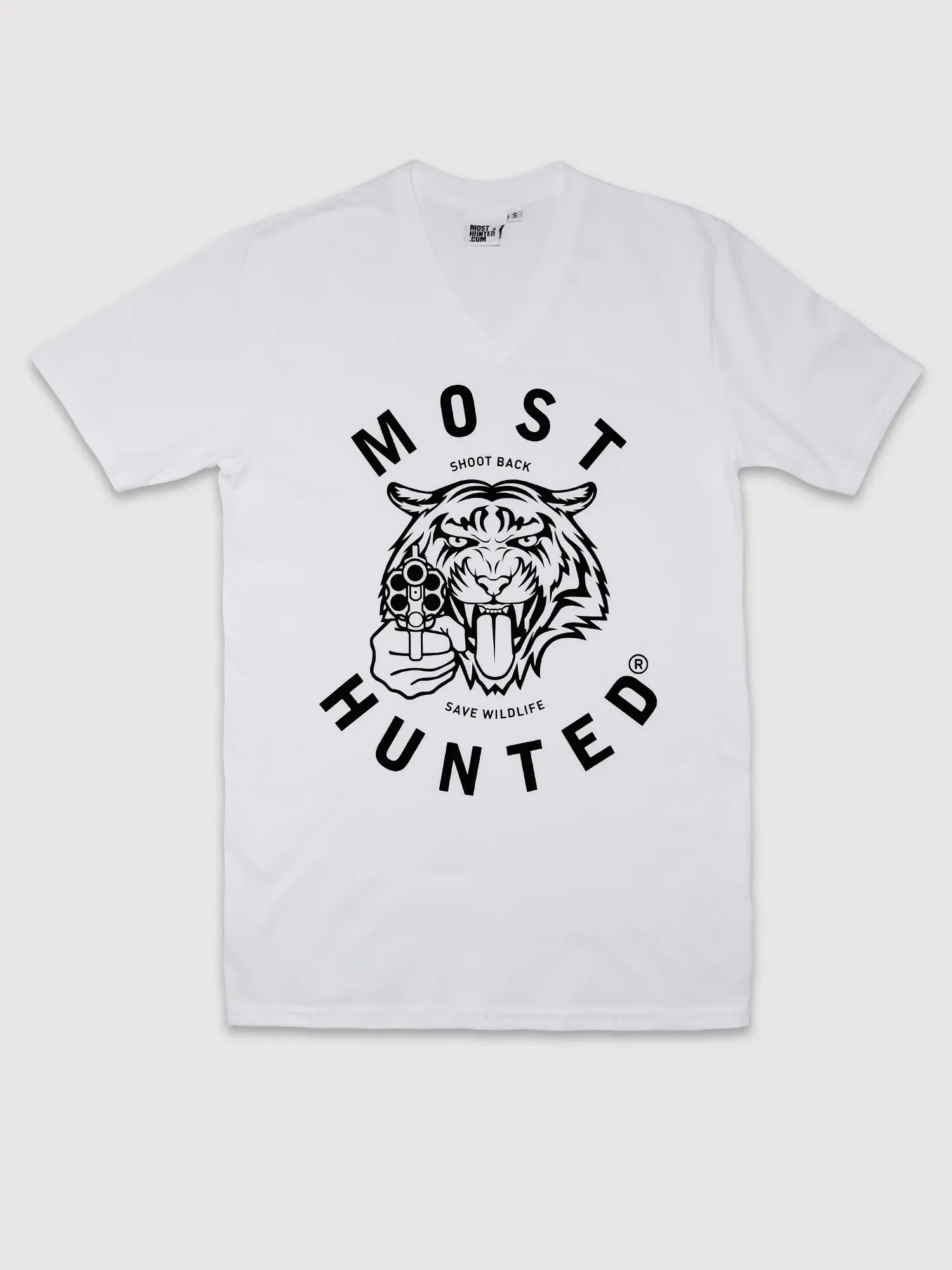 heren tijger v-neck t-shirt wit