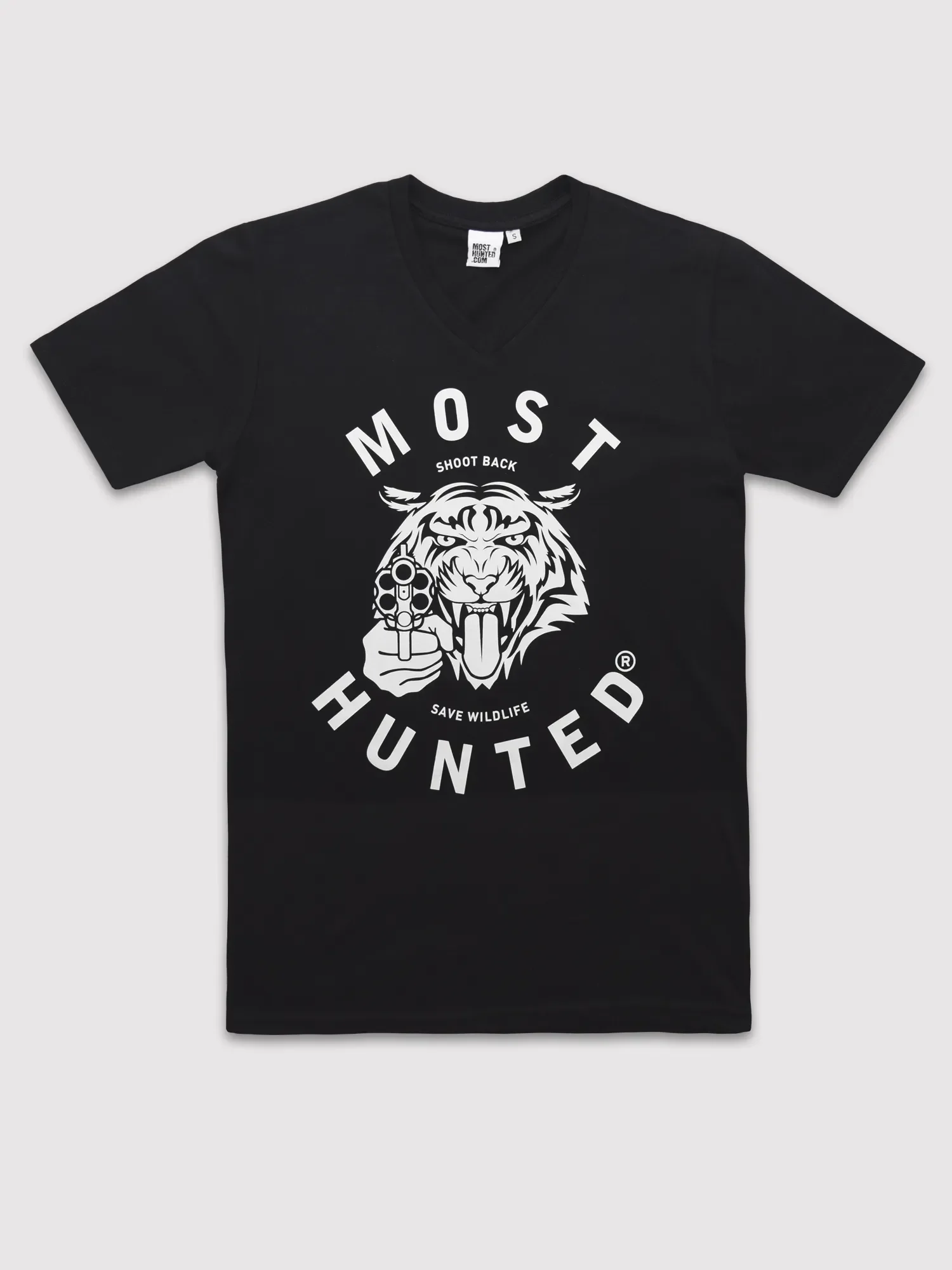 heren tijger v-neck t-shirt zwart