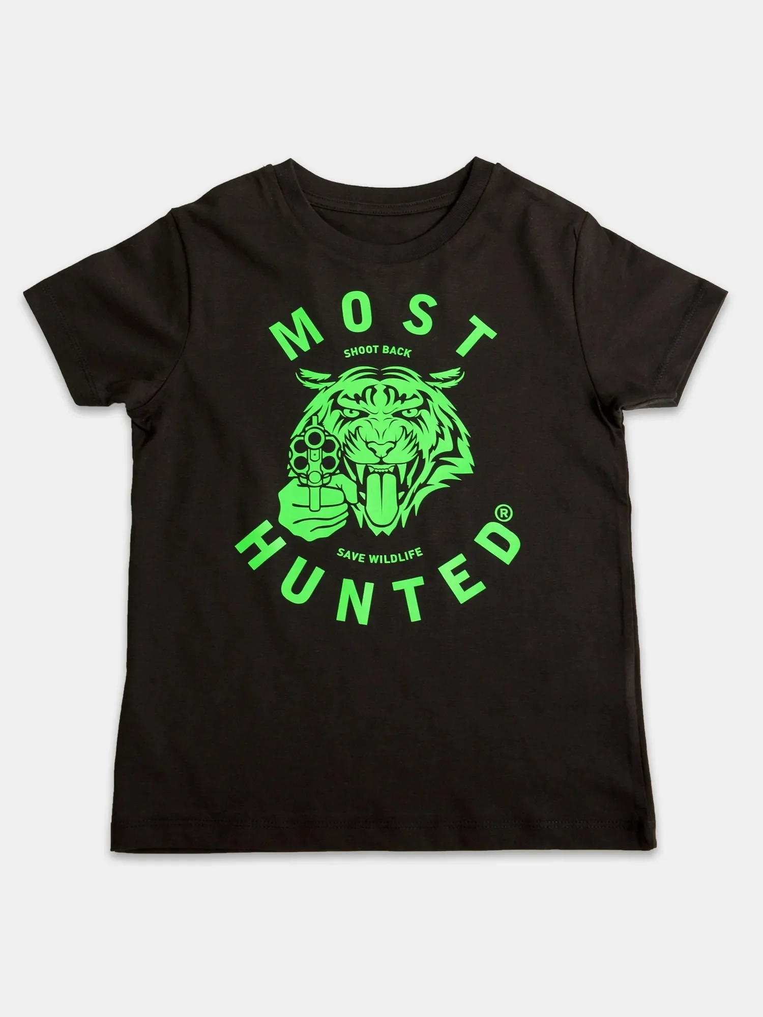 jongens tijger t-shirt zwart fluor groen
