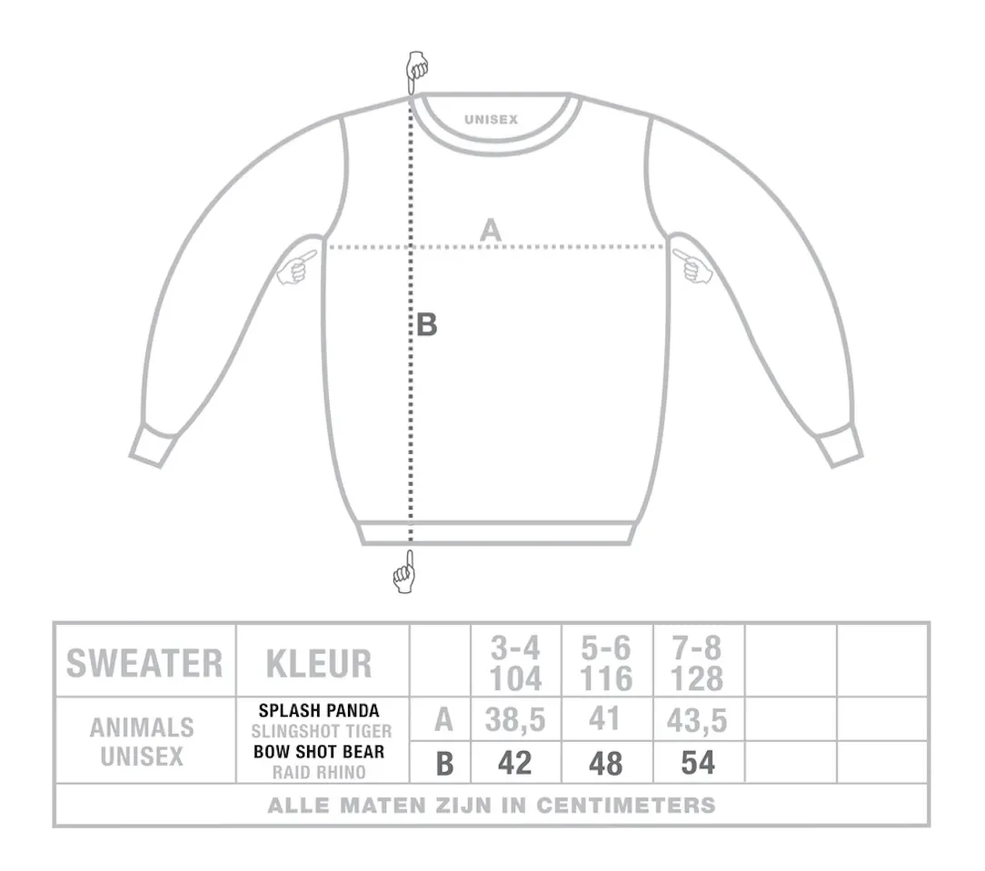 Size chart kids sweater rhino
