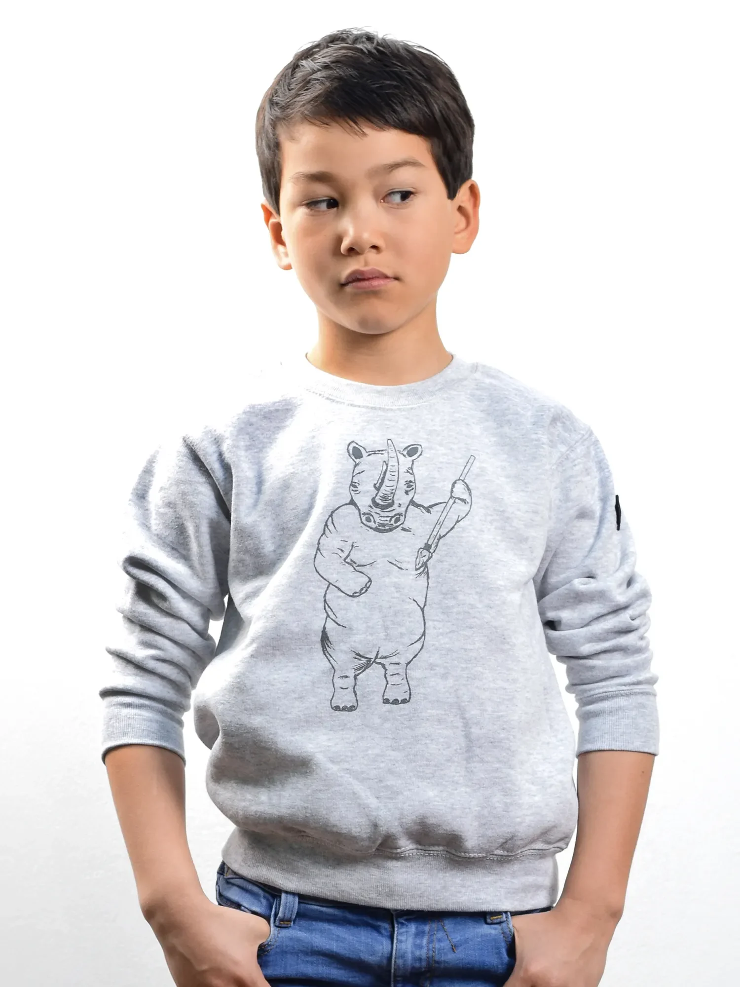 kids neushoorn sweater grijs
