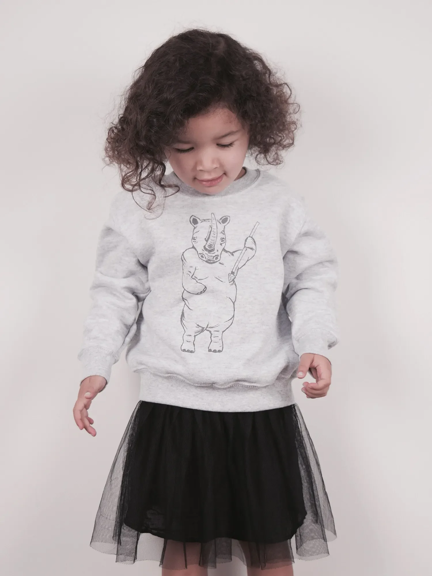 kids neushoorn sweater grijs