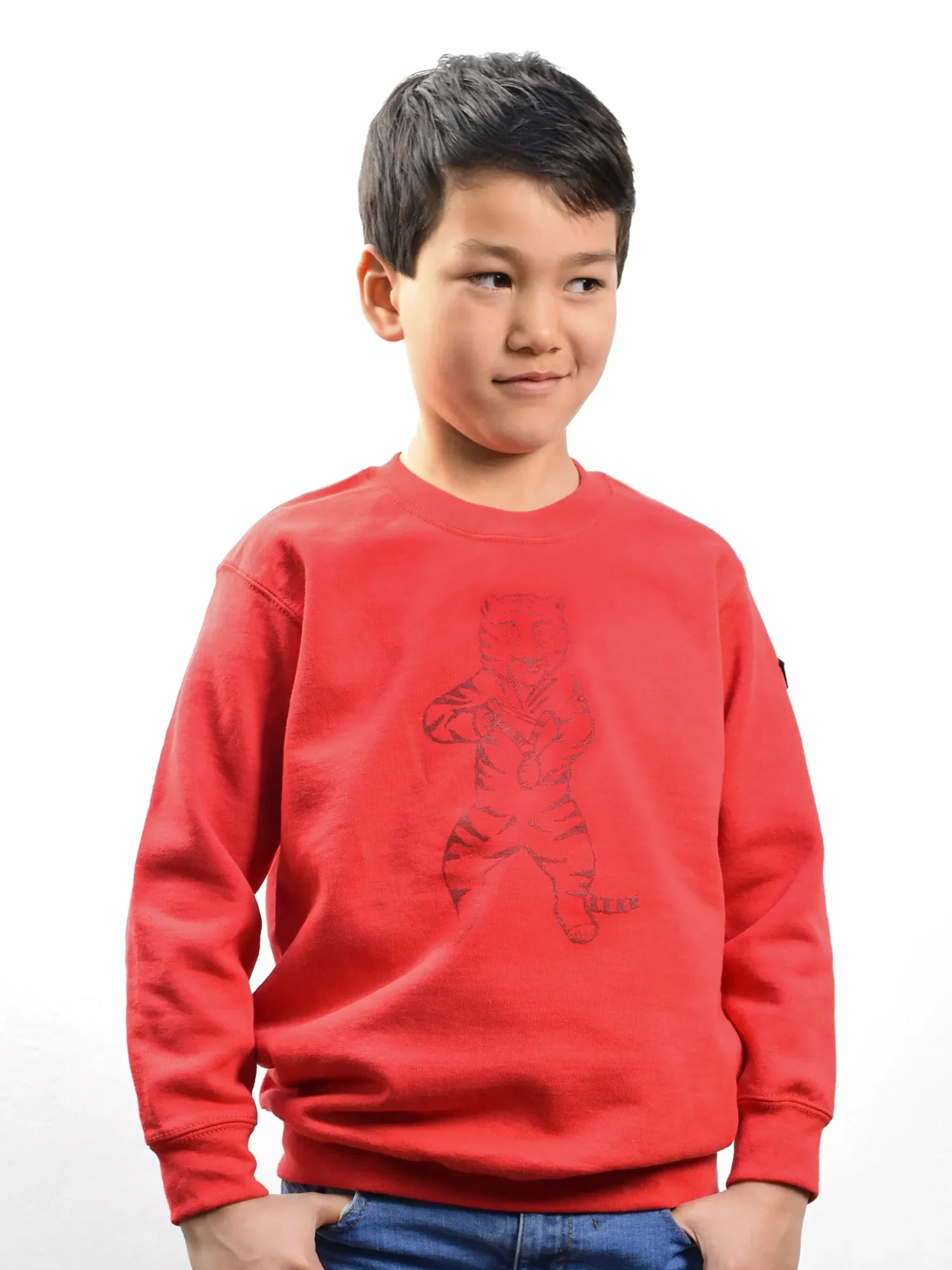 kids tiger sweater rood
