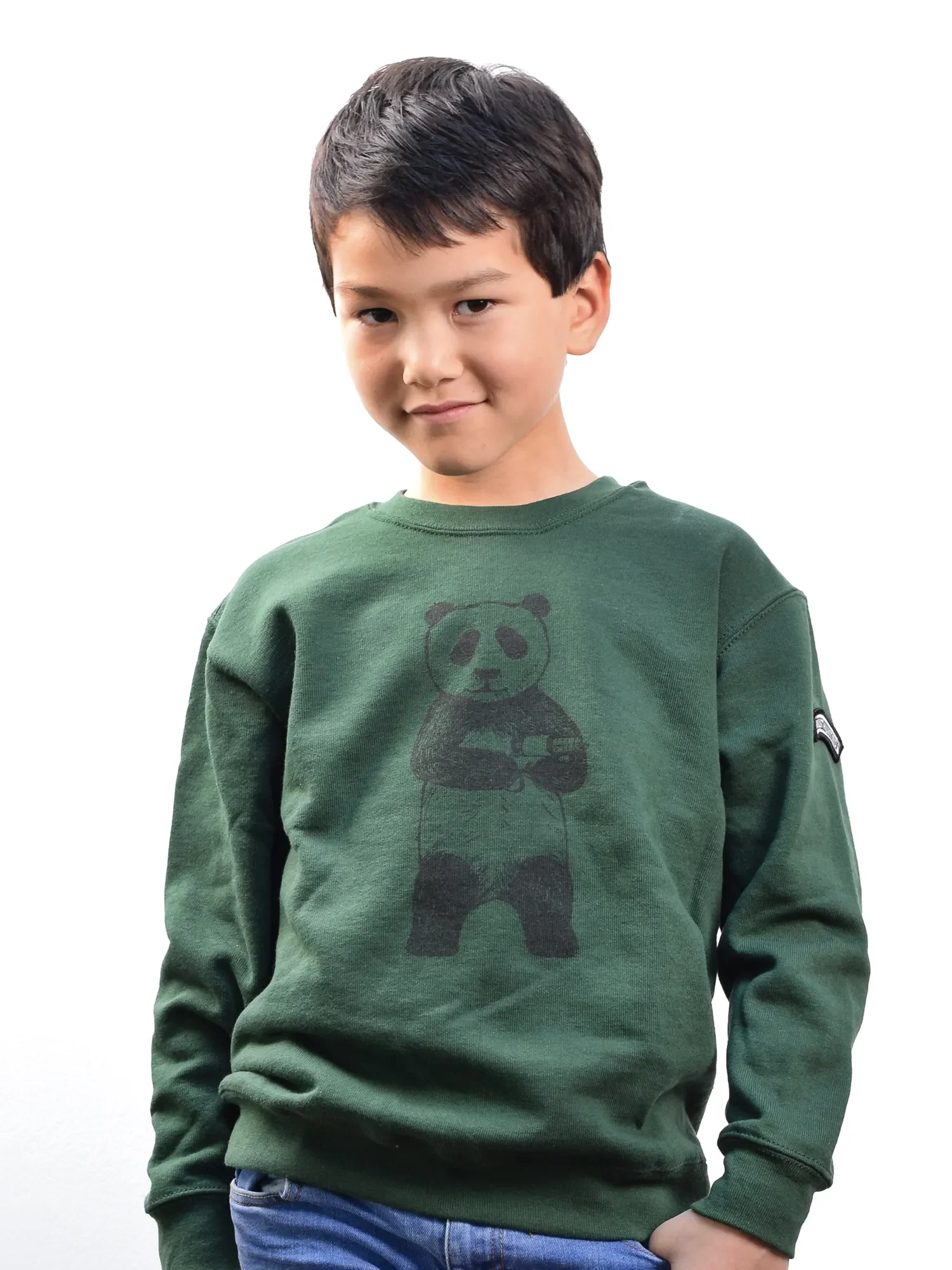 kids panda sweater groen