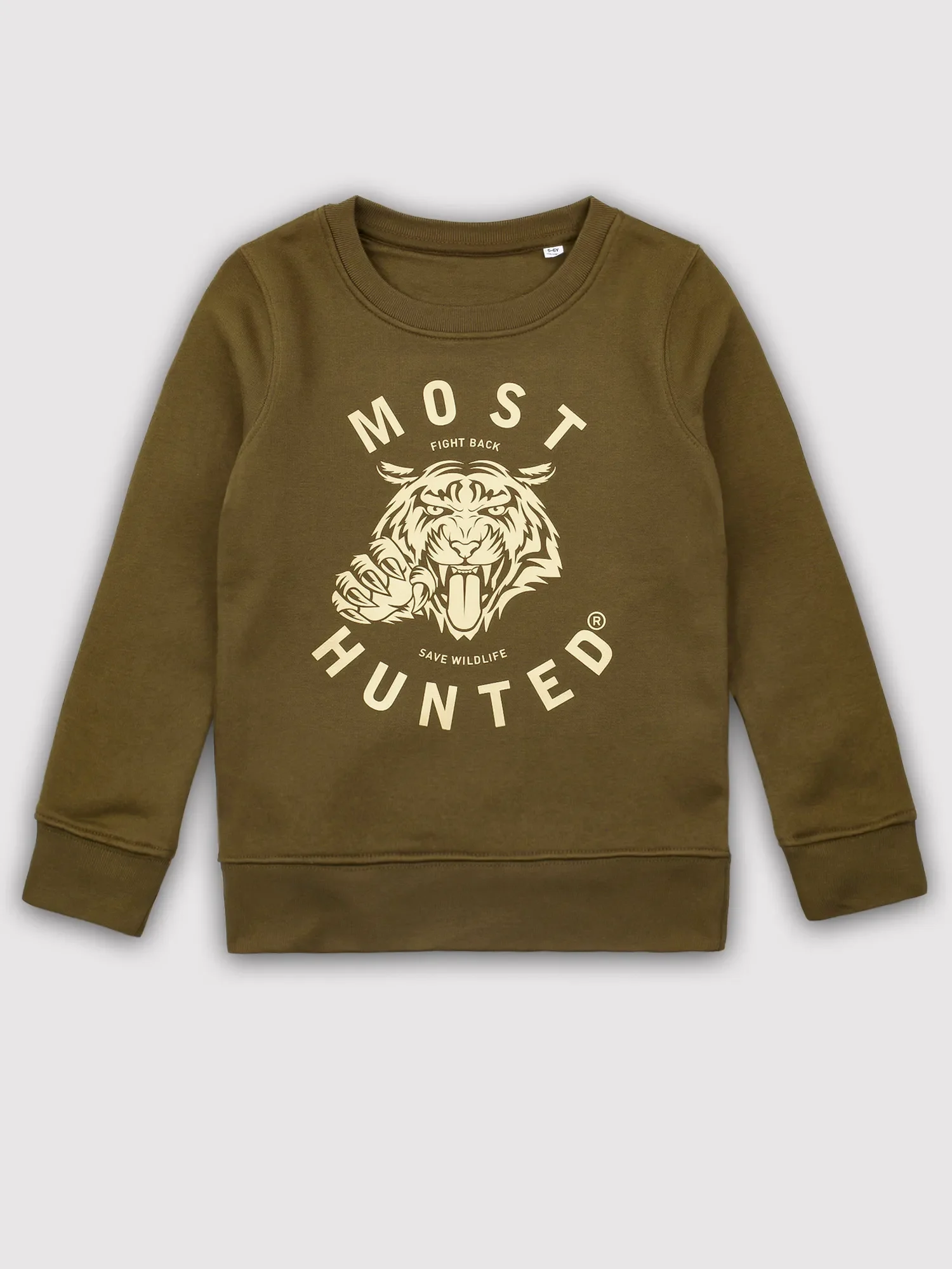 kids tijger sweater legergroen goud
