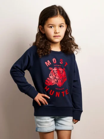 model navy sweater tijgerprint
