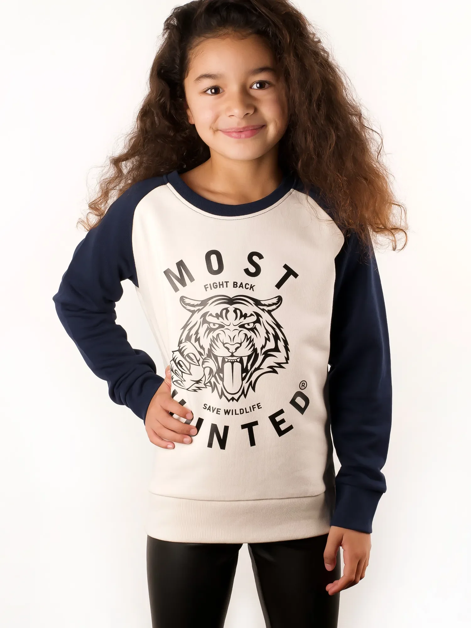 kids tijger sweater navy wit