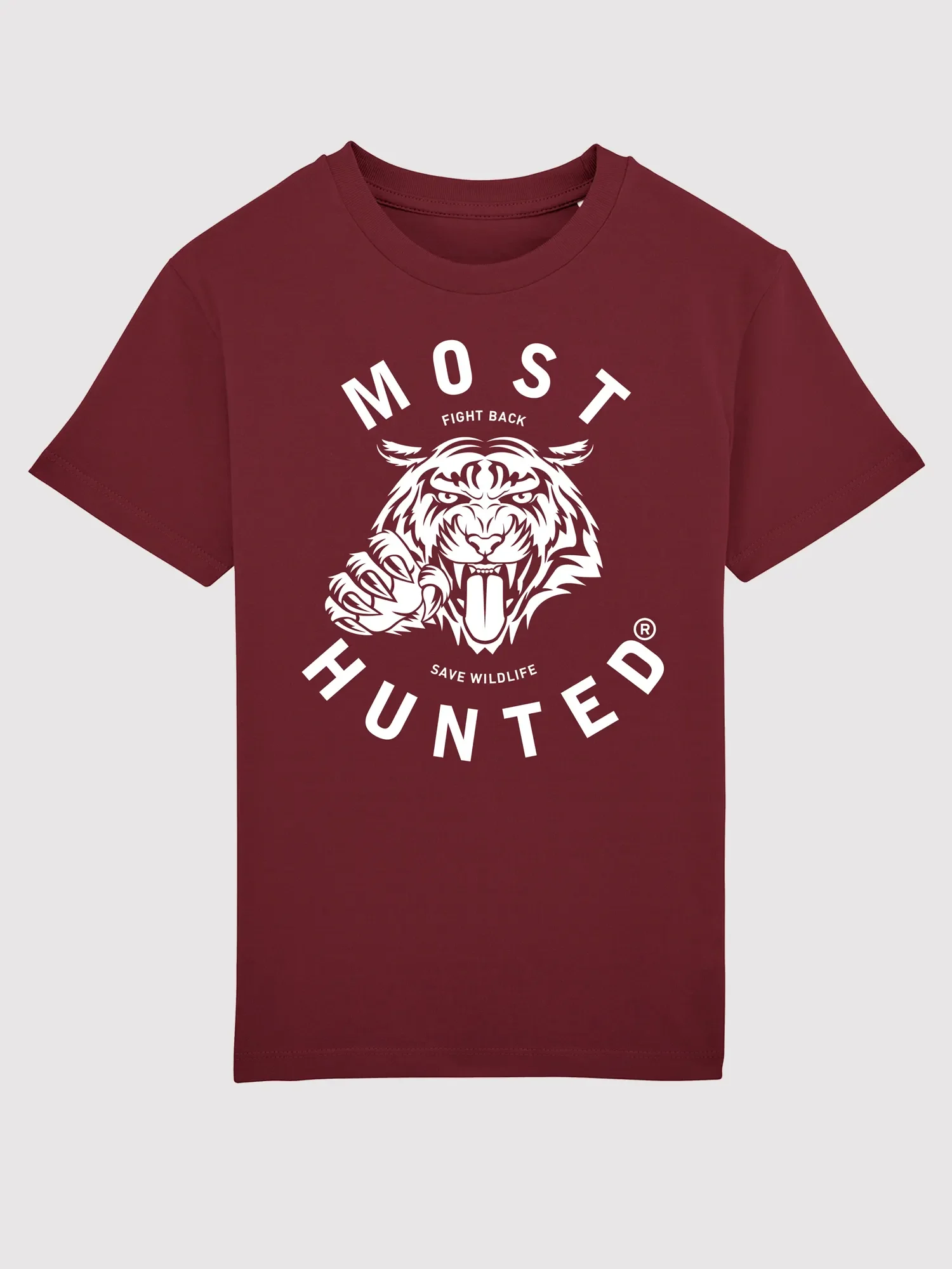 kids tijger klauw t-shirt bordeaux wit