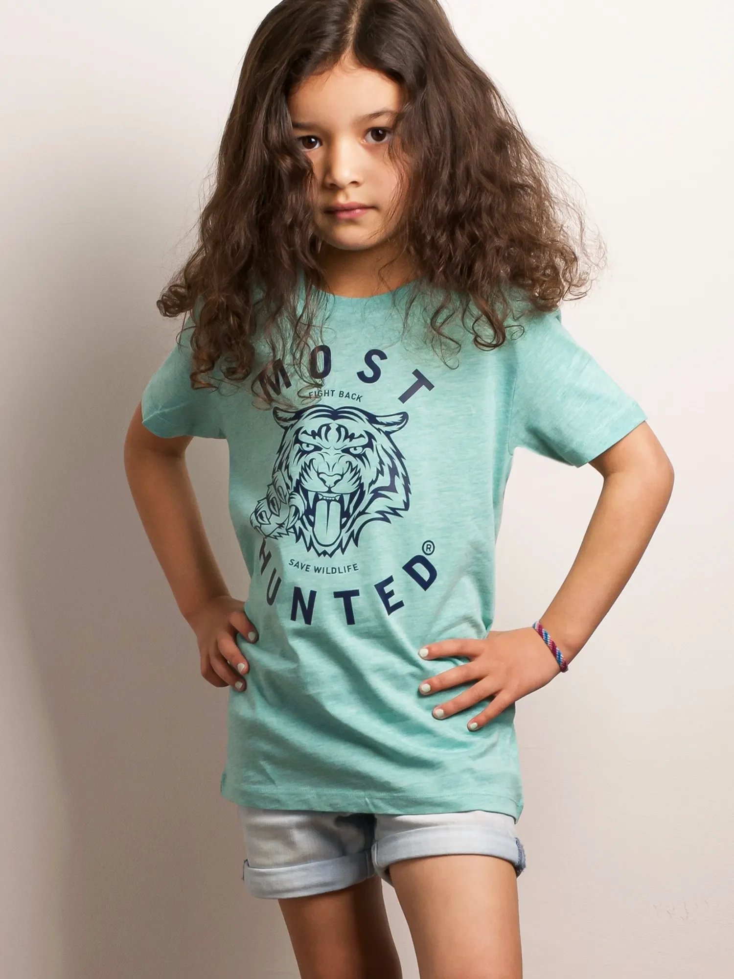 kids tijger klauw t-shirt oceaan groen navy