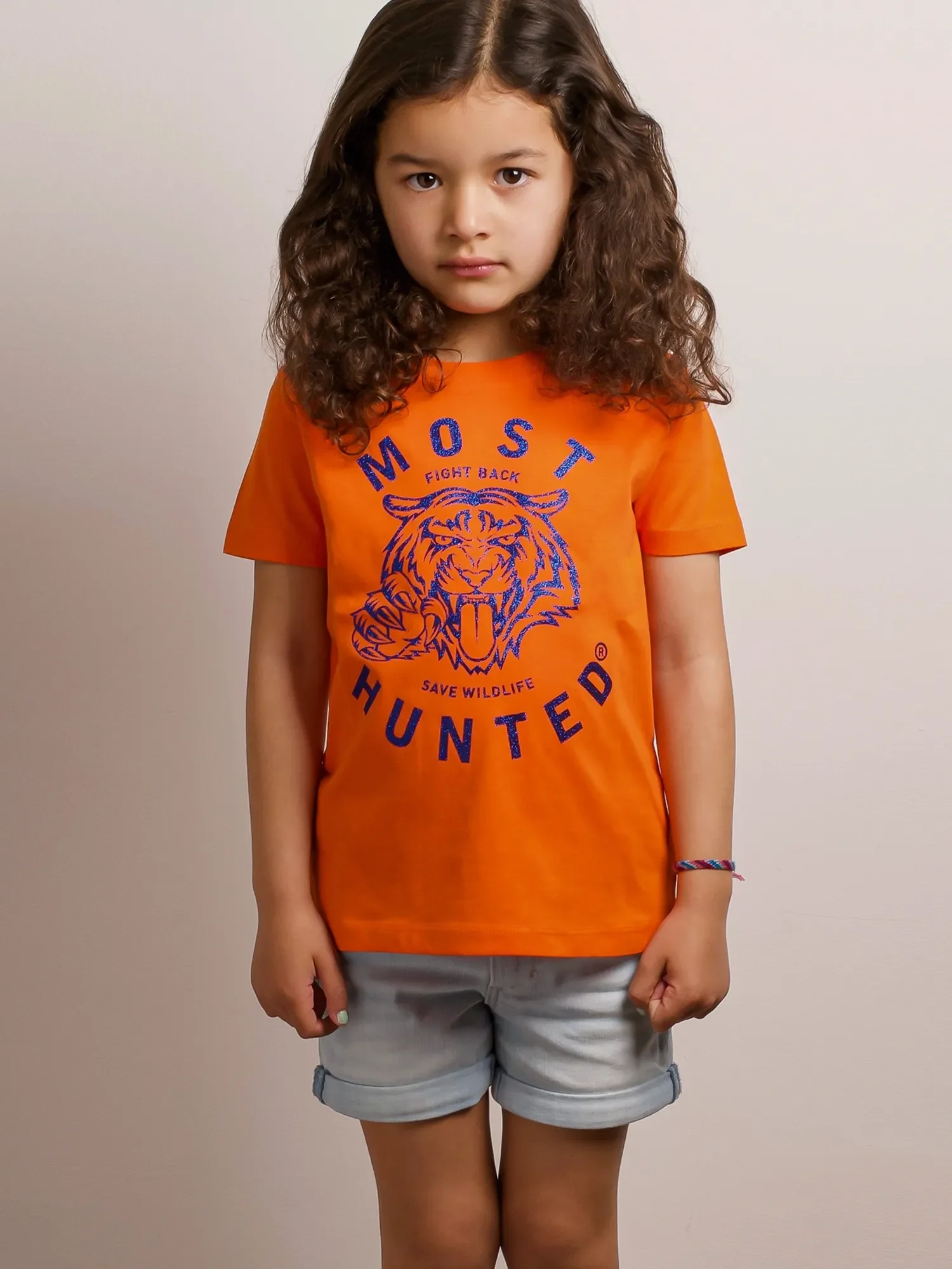 kids tijger klauw t-shirt oranje glitter blauw