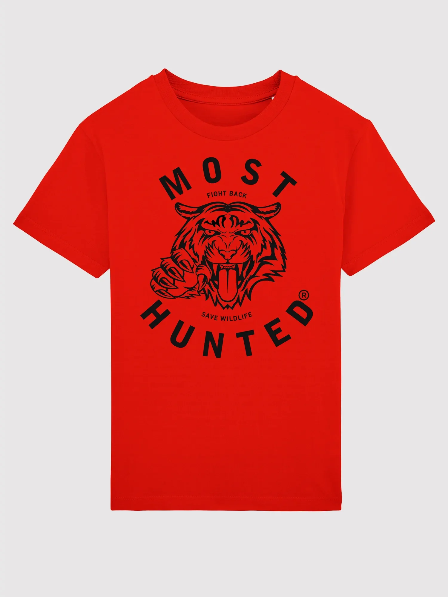 kids tijger klauw t-shirt rood zwart