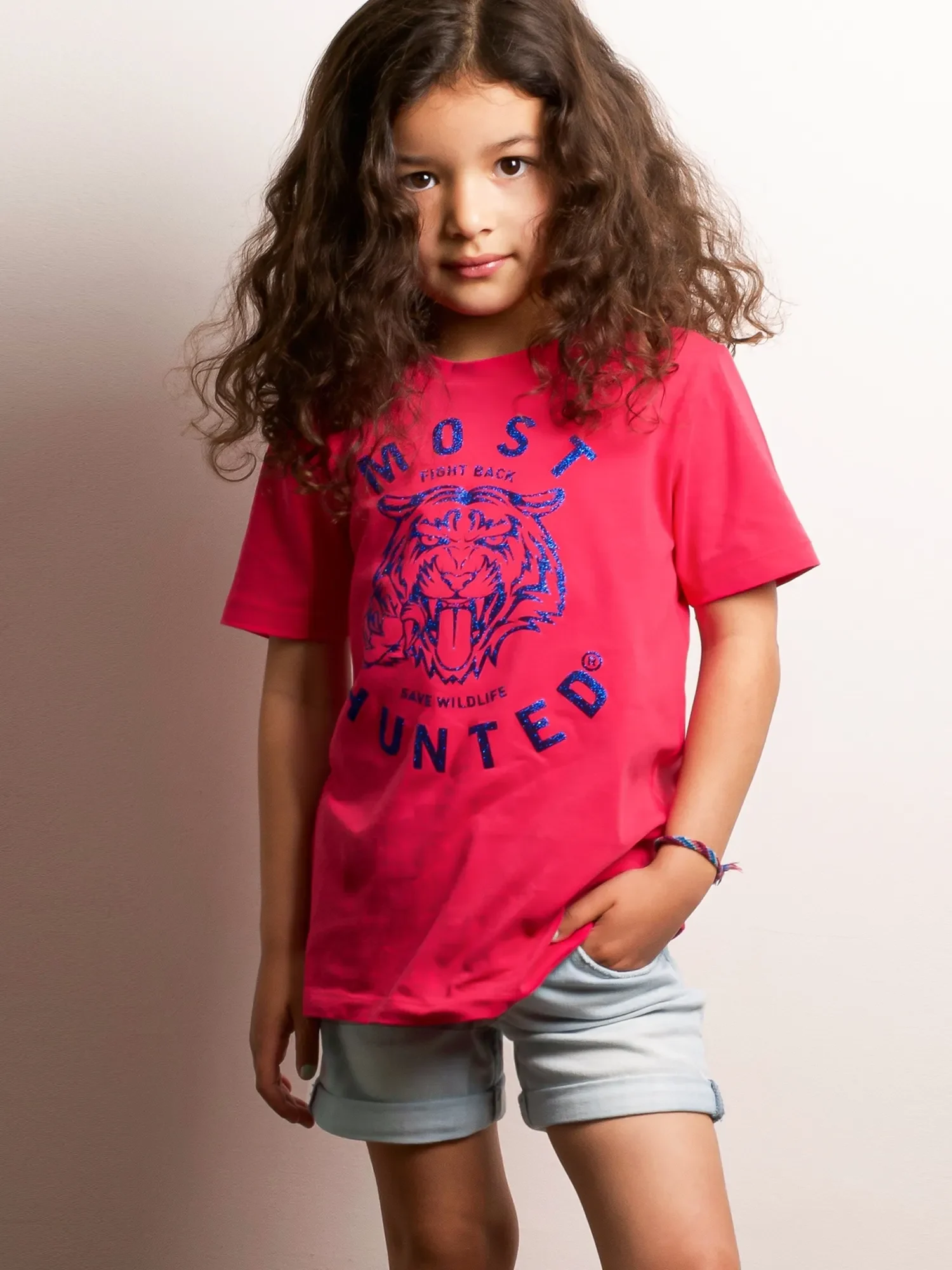 kids tijger klauw t-shirt roze glitter blauw