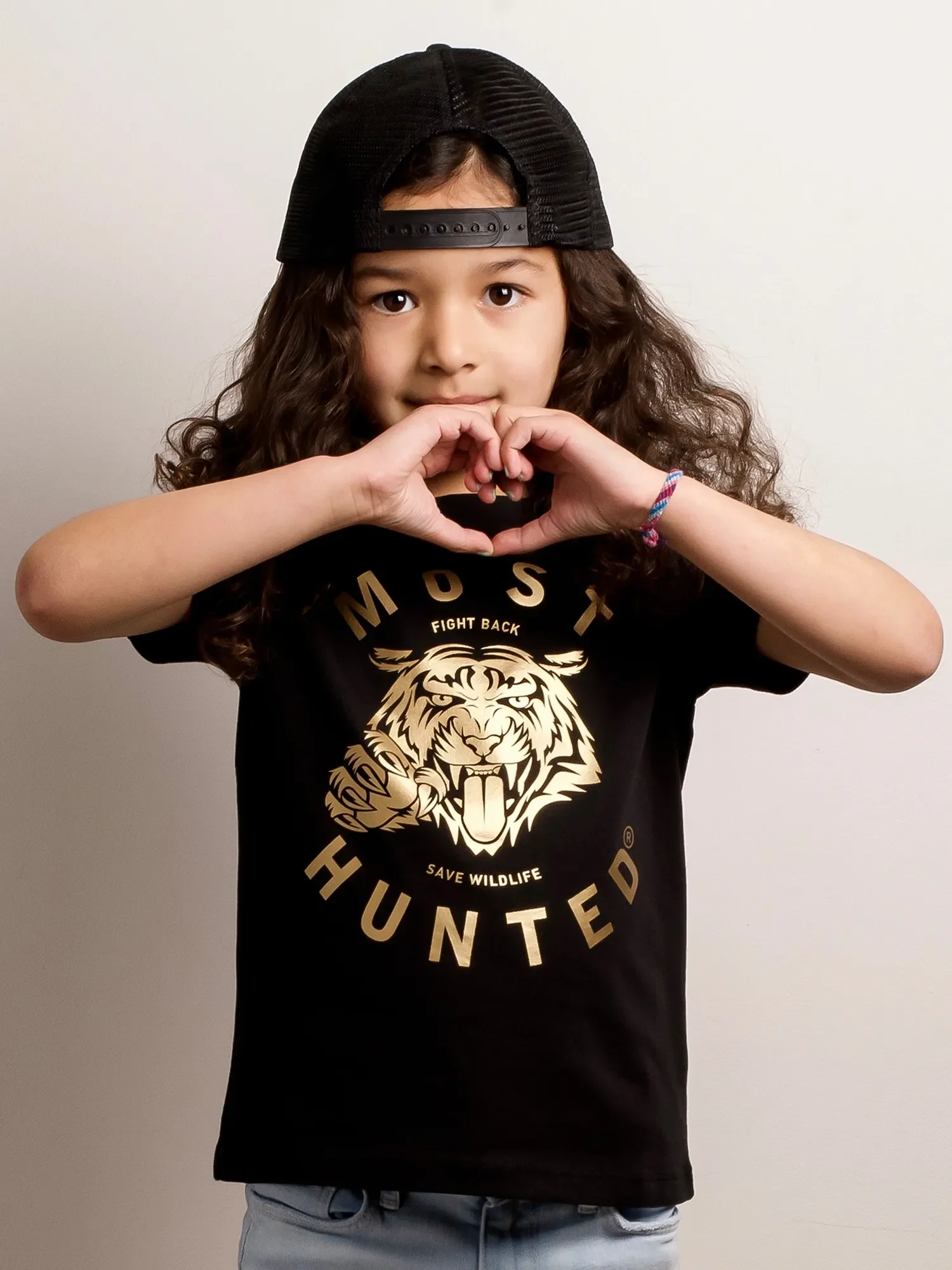 kids tijger klauw t-shirt zwart goud