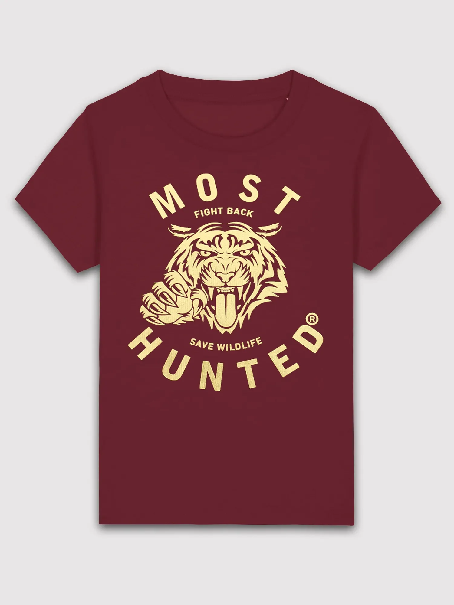kids tijger klauw t-shirt bordeaux goud